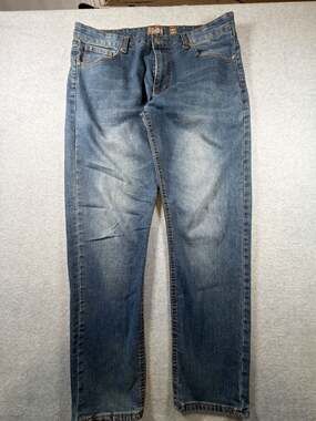 Stitches & Rivets Men's Slim Fit Blue Denim Jeans Size 38x32